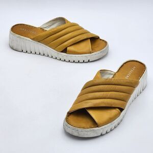 Ateliers Rimini Leather Platform Wedge Sandals Gold Yellow Size 41 EU 10.5 US